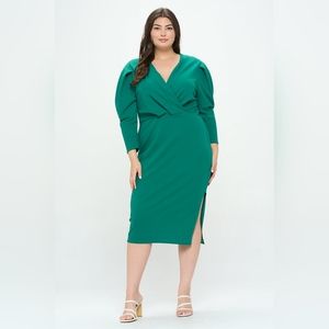 NEW NWOT LIVD Boa Green Pleated Midi Dress Sz 3XL